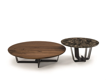 KOHI WOOD - Low round coffee table with solid wood top and iron base by Riva 1920 - view 3